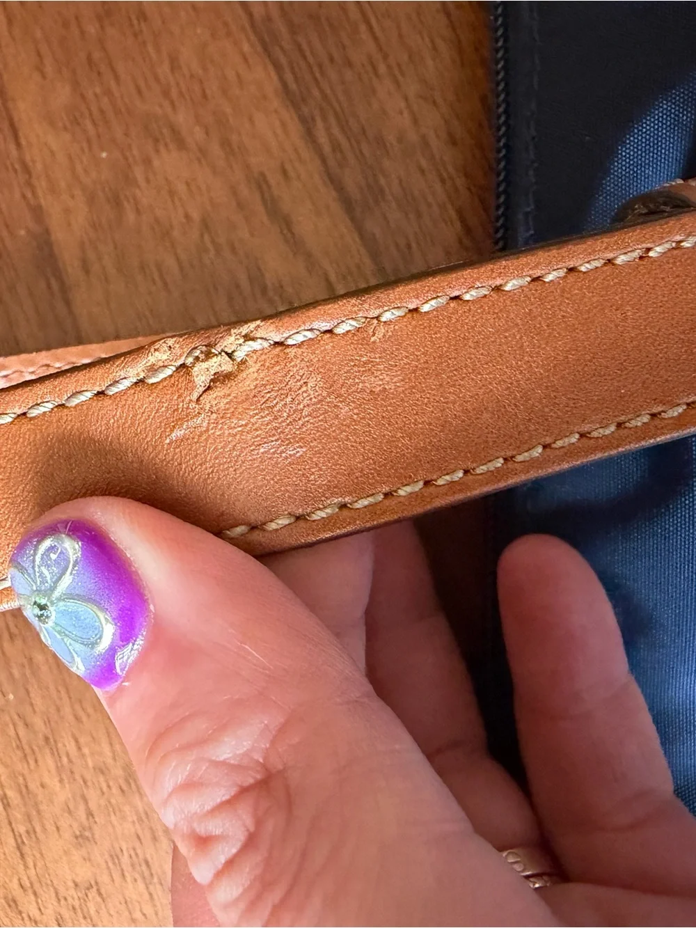 Bric's Navy Tote with Tan Leather Straps
